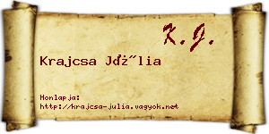 Krajcsa Júlia névjegykártya